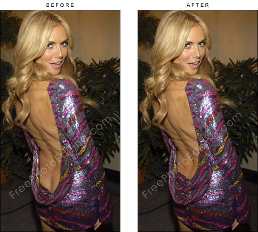 Photo retouching: Heidi Klum's bum cleavage covered with digital