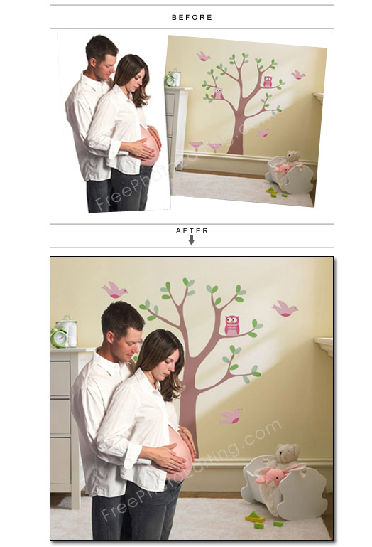 Add background to photo of pregnant couple. Move persons to different  location. Photo edit-75